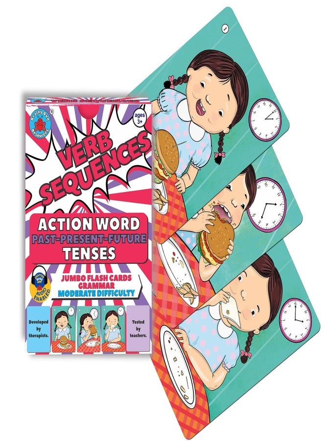 Brainy Bug Resources Action Word Sequences | Audio Enabled Flashcards | Audio in English, Hindi, Tamil, Punjabi, Kannada, Telugu | Spoken English | Special Needs Kids - Image 1